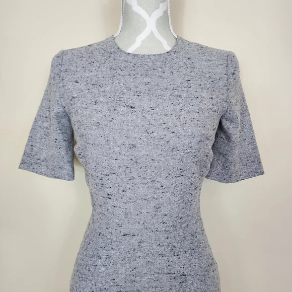 ZARA Speckled Mulberry Silk Wool Midi Dress Gray Woven A-line Dress XS - Picture 3 of 15